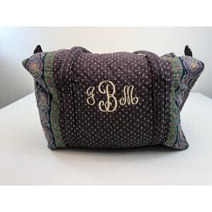 Vintage Vera Bradley Large Duffel in Black Fall 1990 Retired Quilted Cotton Bag